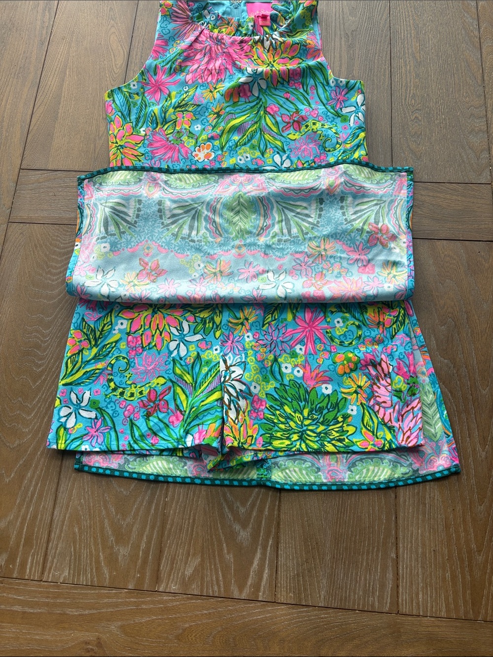 Lilly Pulitzer Turquoise Multi Floral Sleeveless Romper - Picture 2 of 4
